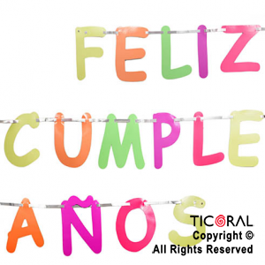 GUIRNALDA FRASE FELIZ CUMPLEA?OS FLUO GIGANTE x 1